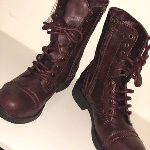 Burgundy combat boots
